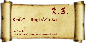 Král Boglárka névjegykártya